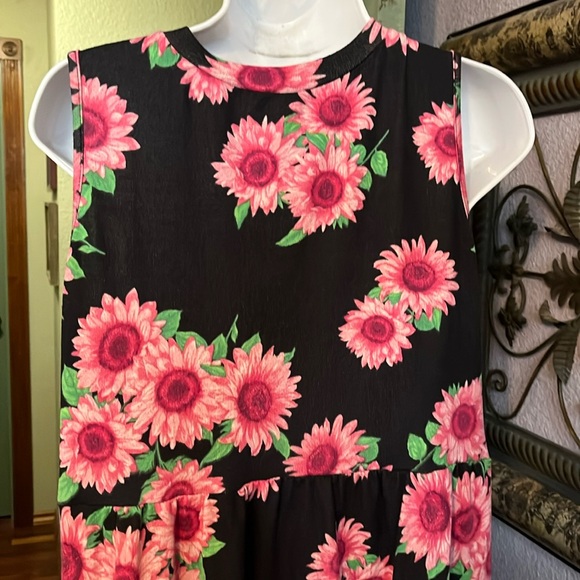 Honeyme Dress- sleeveless knit black w/ pink floral - soo soft/cuddly Sz S - Picture 7 of 14